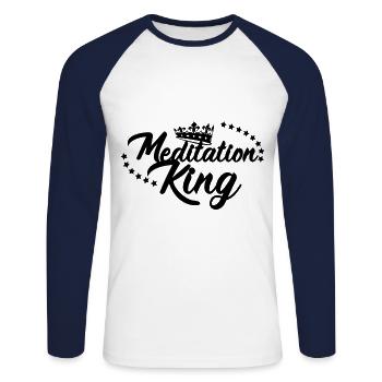 Meditation King Meditate Meditation Relaxation Nam - Unisex Baseballshirt langarm - Weiß/Navy - Vorne - Nik (191cm)