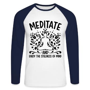 Meditate Enjoy The Stillness Of Mind Meditating Sp - Unisex Baseballshirt langarm - Weiß/Navy - Vorne - Nik (191cm)