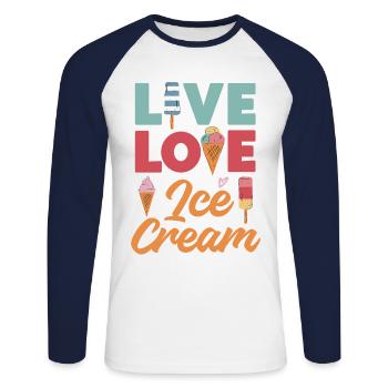 Ice Cream Cone Popsicle Live Love - Unisex Baseballshirt langarm - Weiß/Navy - Vorne - Nik (191cm)
