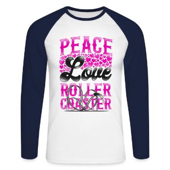 Roller Coaster Girl Vintage Peace - Unisex Baseballshirt langarm - Weiß/Navy - Vorne - Nik (191cm)