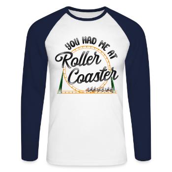 Roller Coaster Girl Vintage You - T-shirt baseball manches longues Homme - blanc/marine - Devant - Nik (191cm)