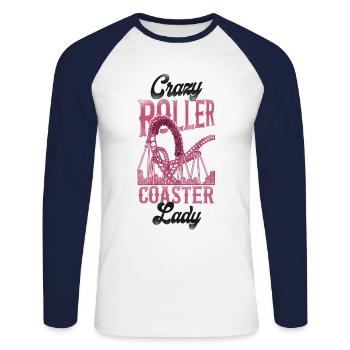 Roller Coaster Girl Vintage Crazy - Unisex Baseballshirt langarm - Weiß/Navy - Vorne - Nik (191cm)