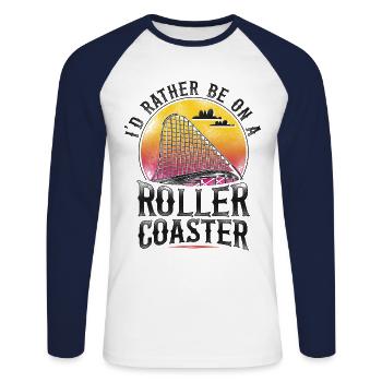 Roller Coaster Vintage Retro I'd - Unisex Baseballshirt langarm - Weiß/Navy - Vorne - Nik (191cm)