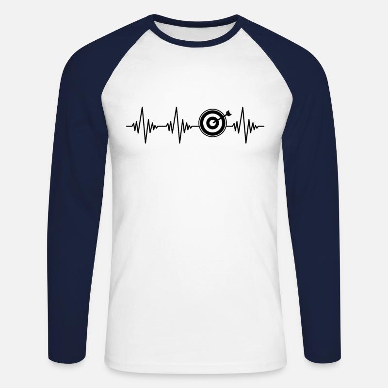 Dart Herzschlag - Unisex Baseballshirt langarm - Weiß/Navy