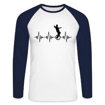 Unicycle Heartbeat - Unisex Long Sleeve Baseball T-Shirt - white/navy - Front - Nik (191cm)