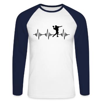 Football Heartbeat - Unisex Long Sleeve Baseball T-Shirt - white/navy - Front - Nik (191cm)