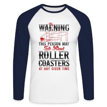 Scooter Coaster Vintage Warning - Unisex Long Sleeve Baseball T-Shirt - white/navy - Front - Nik (191cm)