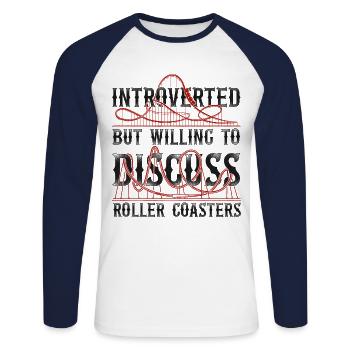 Roller Coaster Vintage Introverted - Unisex Baseballshirt langarm - Weiß/Navy - Vorne - Nik (191cm)