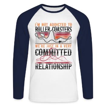 Roller Coaster Vintage Retro I'm - Unisex Baseballshirt langarm - Weiß/Navy - Vorne - Nik (191cm)
