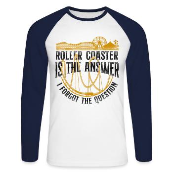 Roller Coaster Vintage Roller - Unisex Baseballshirt langarm - Weiß/Navy - Vorne - Nik (191cm)