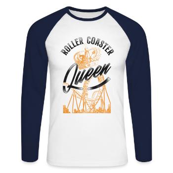 Roller Coaster Vintage Crown - Unisex Long Sleeve Baseball T-Shirt - white/navy - Front - Nik (191cm)