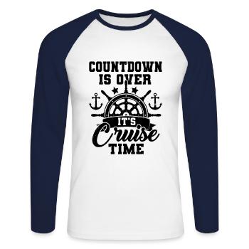Countdown Is Over It's Cruise Time Sailing Captain - Unisex Baseballshirt langarm - Weiß/Navy - Vorne - Nik (191cm)