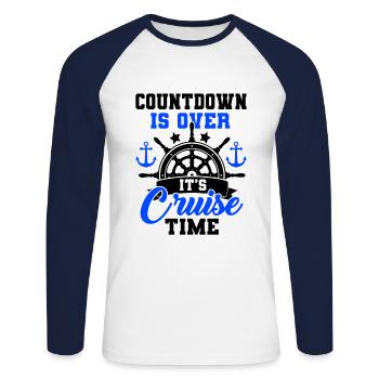 Countdown Is Over It's Cruise Time Sailing Captain - Unisex Baseballshirt langarm - Weiß/Navy - Vorne - Nik (191cm)