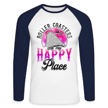 Roller Coaster Vintage Roller - Unisex Baseballshirt langarm - Weiß/Navy - Vorne - Nik (191cm)