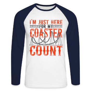 Roller Coaster Vintage I'm Just - Unisex Long Sleeve Baseball T-Shirt - white/navy - Front - Nik (191cm)