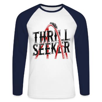 Roller Coaster Vintage Thrill - Unisex Long Sleeve Baseball T-Shirt - white/navy - Front - Nik (191cm)