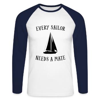 Good Vibes Happen On The Tides Sailboat Captain Se - Unisex Baseballshirt langarm - Weiß/Navy - Vorne - Nik (191cm)
