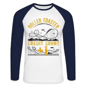 Roller Coaster Vintage Roller - Unisex Baseballshirt langarm - Weiß/Navy - Vorne - Nik (191cm)
