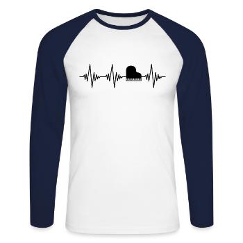 Piano Piano Heartbeat - T-shirt baseball manches longues Homme - blanc/marine - Devant - Nik (191cm)
