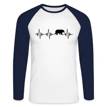 Bear Heartbeat - Unisex Long Sleeve Baseball T-Shirt - white/navy - Front - Nik (191cm)