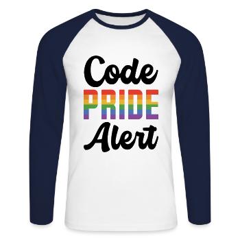 Code Pride Alert Bisexual Lesbian Love Asexual Tra - Unisex Baseballshirt langarm - Weiß/Navy - Vorne - Nik (191cm)
