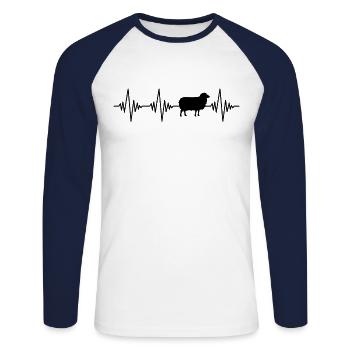 Schaf Herzschlag - Unisex Baseballshirt langarm - Weiß/Navy - Vorne - Nik (191cm)