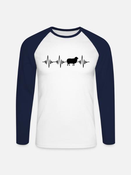 Schaf Herzschlag - Unisex Baseballshirt langarm - Weiß/Navy