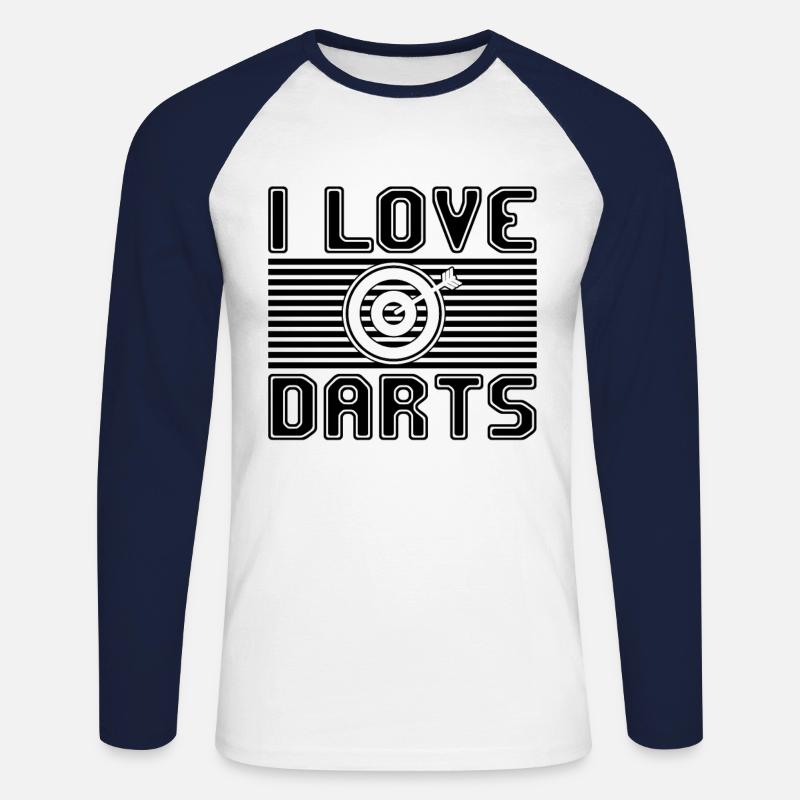 I love darts - Unisex Baseballshirt langarm - Weiß/Navy