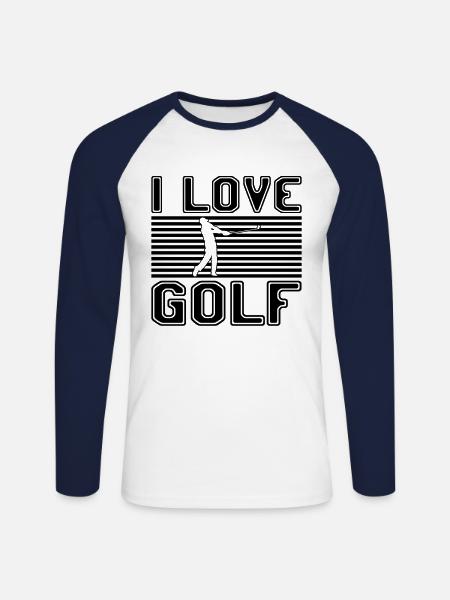 I love golf - Unisex Baseballshirt langarm - Weiß/Navy