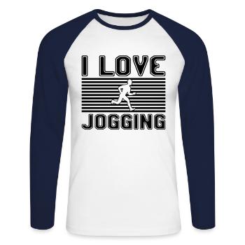 J’adore faire du jogging - T-shirt baseball manches longues Homme - blanc/marine - Devant - Nik (191cm)