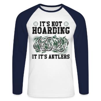 Buck Deer Hunting Hunter Vintage - T-shirt baseball manches longues Homme - blanc/marine - Devant - Nik (191cm)
