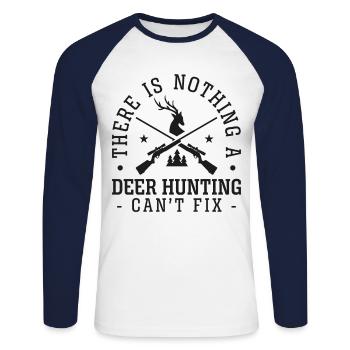 Buck Deer Hunting Hunter There Is - Unisex Long Sleeve Baseball T-Shirt - white/navy - Front - Nik (191cm)