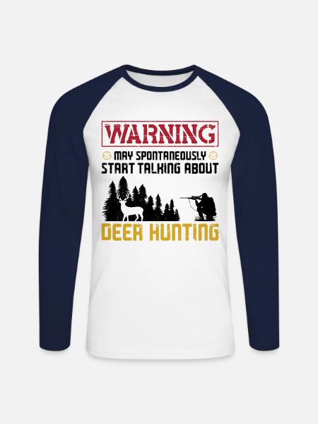 Buck Deer Hunting Hunter Warning - Unisex Long Sleeve Baseball T-Shirt - white/navy
