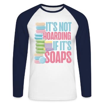 Fabrication de savon Artisanat Ce n’est pas - T-shirt baseball manches longues Homme - blanc/marine - Devant - Nik (191cm)