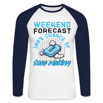 Soap Making Crafting Weekend - Unisex Long Sleeve Baseball T-Shirt - white/navy - Front - Nik (191cm)