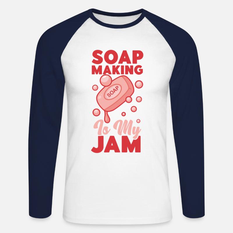 Soap Making Crafting Soap Making - Unisex Baseballshirt langarm - Weiß/Navy