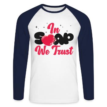 Soap Making Crafting In Soap We - Unisex Baseballshirt langarm - Weiß/Navy - Vorne - Nik (191cm)
