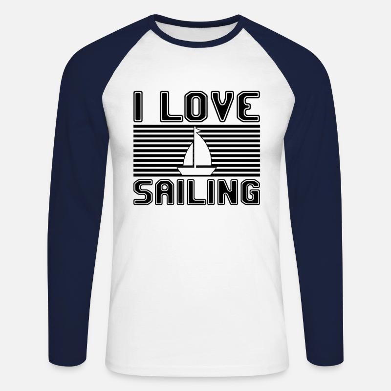 I love sailing - Unisex Baseballshirt langarm - Weiß/Navy