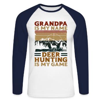 Buck Deer Hunting Hunter - Unisex Long Sleeve Baseball T-Shirt - white/navy - Front - Nik (191cm)