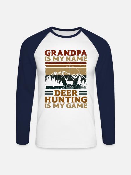 Buck Deer Hunting Hunter - Unisex Long Sleeve Baseball T-Shirt - white/navy
