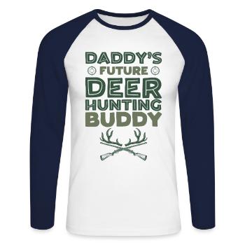 Buck Deer Hunting Hunter Kid - Unisex Long Sleeve Baseball T-Shirt - white/navy - Front - Nik (191cm)