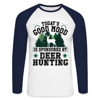 Buck Deer Hunting Hunter Today's - Unisex Long Sleeve Baseball T-Shirt - white/navy - Front - Nik (191cm)