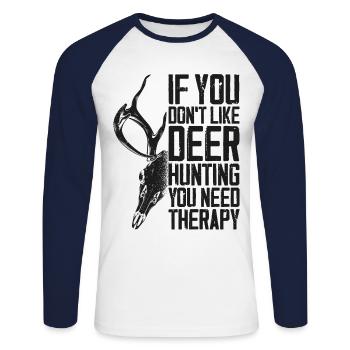 Chasseur de cerfs buck si vous - T-shirt baseball manches longues Homme - blanc/marine - Devant - Nik (191cm)