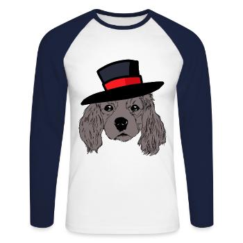 Chien Tête Chien Chapeau Enfants Gentleman Monsieur Monsieur Monsieur - T-shirt baseball manches longues Homme - blanc/marine - Devant - Nik (191cm)