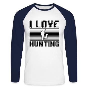 I love hunting - Unisex Long Sleeve Baseball T-Shirt - white/navy - Front - Nik (191cm)
