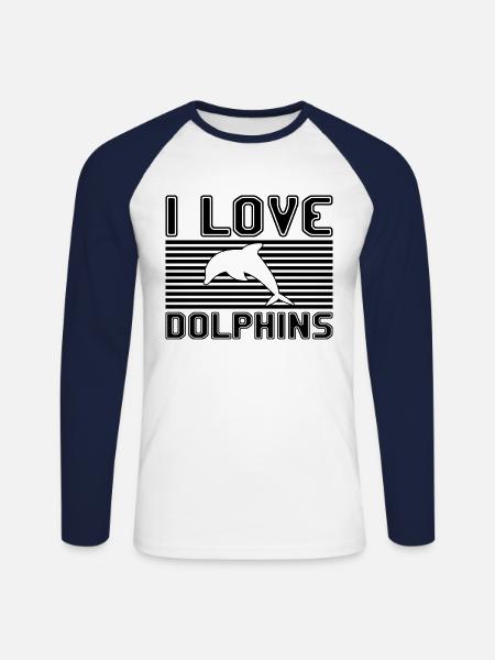 I love dolphins - Unisex Long Sleeve Baseball T-Shirt - white/navy