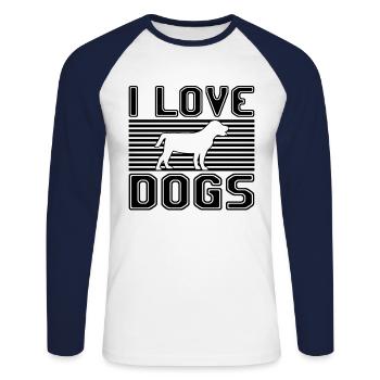 I love dogs - Unisex Long Sleeve Baseball T-Shirt - white/navy - Front - Nik (191cm)