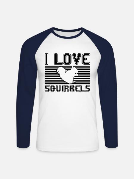 I love squirrels - Unisex Baseballshirt langarm - Weiß/Navy