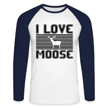 I love moose - Unisex Baseballshirt langarm - Weiß/Navy - Vorne - Nik (191cm)
