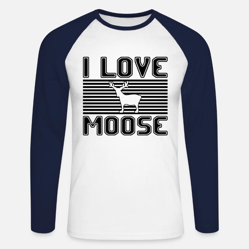 I love moose - Unisex Baseballshirt langarm - Weiß/Navy